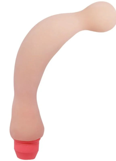 Beige silikon flexi vibe sensual rückenvibrator 22 cm mit rosa basis und gebogener form