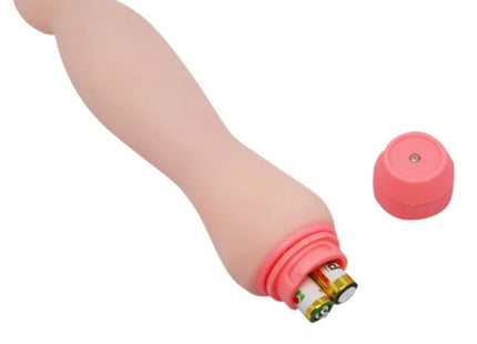 Pink silikon vibrators mit abnehmbarem kappe und zwei aaa batterien bakcseite des baile flexi vibe sensual rückenvibrators 22 cm