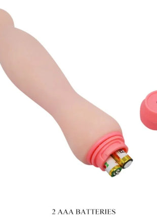 Pink silikon vibrators mit abnehmbarem kappe und zwei aaa batterien bakcseite des baile flexi vibe sensual rückenvibrators 22 cm
