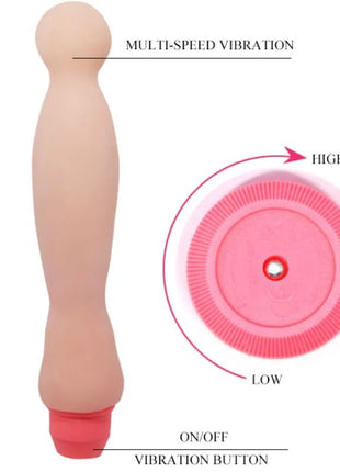 Rosa silikon vibrator flexi vibe sensual rückenvibrator 22 cm mit rundem griff und mehrstufiger vibration