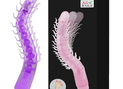 Baile flexi vibe sensual spine biegbare vibrierdildo flieder 23,5 cm mit weißen segmentierten spikes am transparenten, flexiblen körper