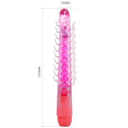 Baile flexi vibe sensual spine biegsamer vibrierdildo aus durchsichtigem pinkem plastik mit gebogenen zinken 23,5 cm