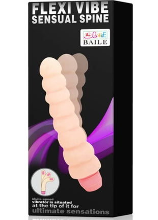 Beige flexi vibe sensual spine silikon vibrator von baile mit pinker spitze und mehrstufiger vibration 19 cm lang