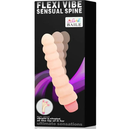 Beige flexi vibe sensual spine silikon vibrator von baile mit pinker spitze und mehrstufiger vibration 19 cm lang