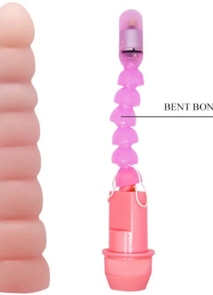 Rosa silikon vibrator mit segmentiertem, knochenartigem design und abnehmbarem akku von baile flexi vibe sensua
