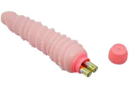 Rosa silikonflexi vibe sensual spiralvibrator 19,5 cm mit strukturierten rillen und abnehmbarem deckel
