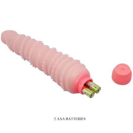 Rosa silikonflexi vibe sensual spiralvibrator 19,5 cm mit strukturierten rillen und abnehmbarem deckel