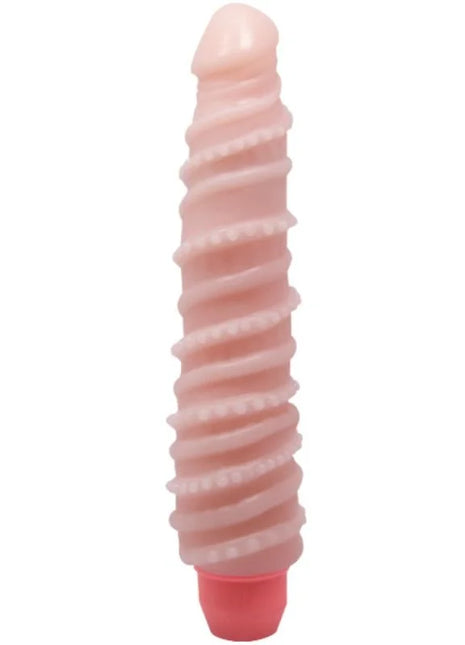 Rosa silikon dildo mit spiralförmigen rillen und rotem sockel baile flexi vibe sensual spiralvibrator 19,5 cm