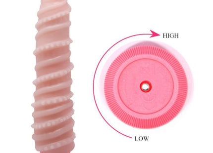 Rosa silikonvibrator mit spiralrillen und rundem grundelement mit einstellbaren geschwindigkeiten von baile