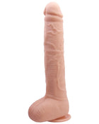 Peachfarbener silikon dildo mit realistischer struktur und abgerundetem grundstück von baile flexibel realistischer dildo