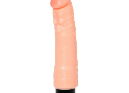 Baile flexibler realistischer vibrator 25 cm in pfirsichfarbener silikon mit schwarzer basis und lila knopfelement