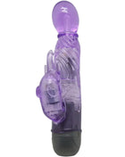 Lila transparenter silikon-hasen-vibrator von Baile mit dunkelgrauer basis und 10 modi