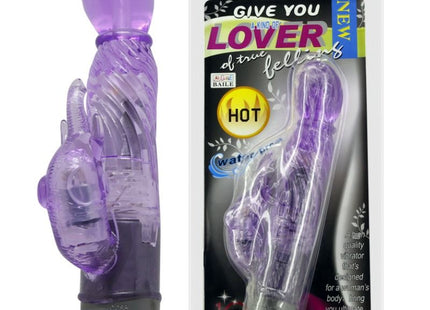 Lila durchsichtiger hasenvibrator von baile mit schwarzer basis und 10 vibrationsmodi für paare und singles