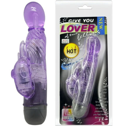 Lila durchsichtiger hasenvibrator von baile mit schwarzer basis und 10 vibrationsmodi für paare und singles