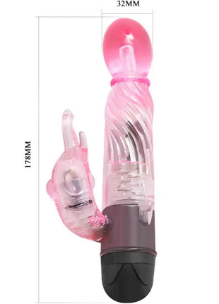 Rosafarbener transparenter hasenvibrator von baile mit schwarzer basis und 178 mm länge, 10 modi