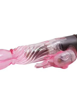 Pink transparenter silikonvibrator mit schwarzem motor und elefantenförmigem aufsatz von baile mit 10 modi