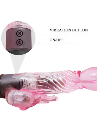 Pink-transluzenter silikonvibrator mit wellenförmiger struktur und schwarzem ergonomischem griff von baile mit 10 modi