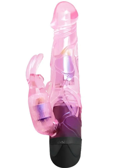Baile rosa transparenter kaninchen-vibrator mit schwarzer basis für ihre liebhaber-sinnlichkeit