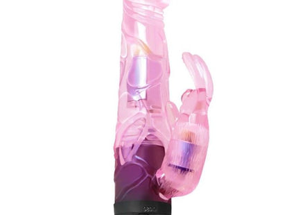 Baile rosa kaninchen vibrator aus durchsichtigem material mit schwarzer basis für angenehme stimulation