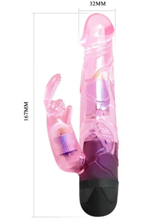 Rosa transparenter silikon vibrator in kaninchenform mit schwarzer basis und led-beleuchtung von baile