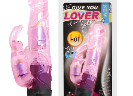 Baile liebhaber-vibrator in rosa aus transluzentem silikon mit kaninchenform schwarzer basis und lila innenbeleuchtung