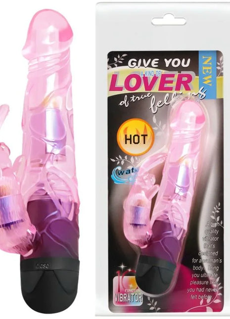 Baile liebhaber-vibrator in rosa aus transluzentem silikon mit kaninchenform schwarzer basis und lila innenbeleuchtung