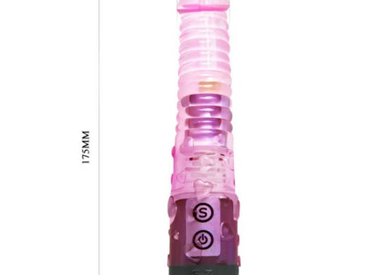 Baile lila liebhabervibrator aus durchsichtigem pink und lila Kunststoff mit schwarzer Basis und strukturierten Rillen