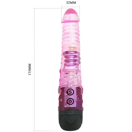 Baile lila liebhabervibrator aus durchsichtigem pink und lila Kunststoff mit schwarzer Basis und strukturierten Rillen