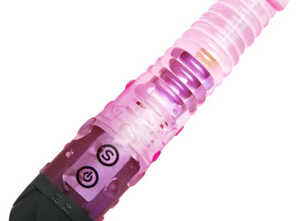 Rosa transparenter plastikvibrator mit schwarzem griff und bedientasten von BAILE für sinnliche genussmomente