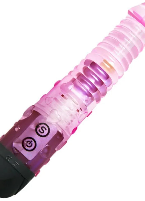 Rosa transparenter plastikvibrator mit schwarzem griff und bedientasten von BAILE für sinnliche genussmomente