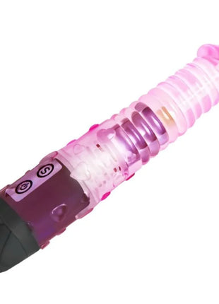 Rosa durchscheinender silikonvibrator mit schwarzem griff und bedientasten von baile für ihren liebhaber