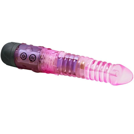 Rosa und lila transparenter plastikvibrator mit schwarzem griff von baile für sinnliche genüsse