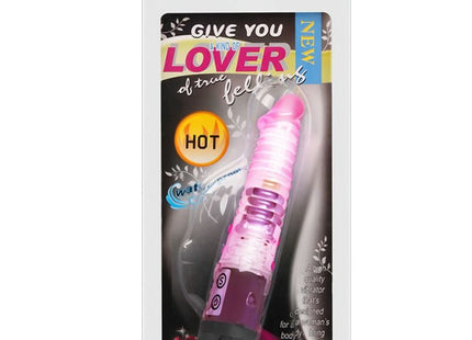 Rosa und lila vibrator mit strukturierter griffoberfläche verpackt in klarem kunststoff von BAILE
