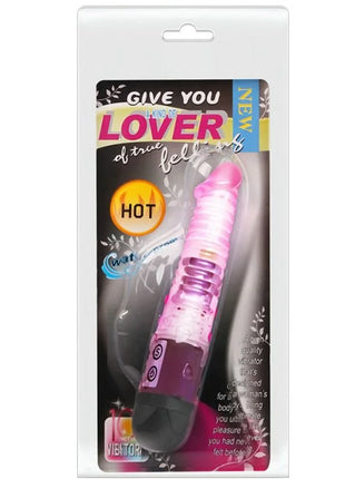 Rosa und lila vibrator mit strukturierter griffoberfläche verpackt in klarem kunststoff von BAILE