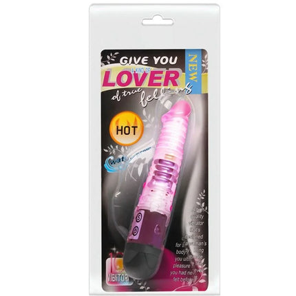 Rosa und lila vibrator mit strukturierter griffoberfläche verpackt in klarem kunststoff von BAILE