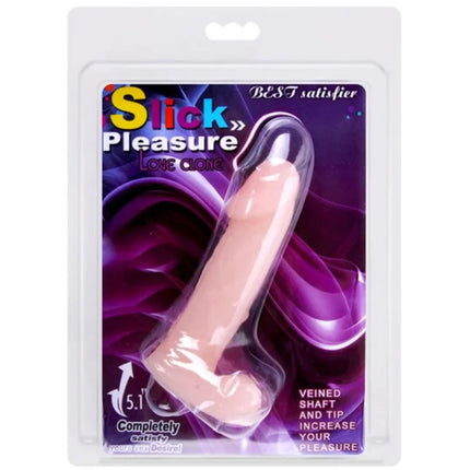 Pink silikon realistischer dildo in klarer verpackung mit aufschrift slick pleasure love clone von BAILE