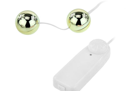 Baile goldener vibrator mit chinesischen bällen aus glänzend goldfarbenen kugeln und weißer fernbedienung