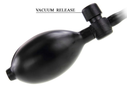 Schwarze gummiball-pumpe mit vakuumventil und schlauch für baile größerer joy aufblasbarer penis 16 cm