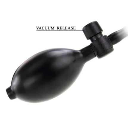 Schwarze gummiball-pumpe mit vakuumventil und schlauch für baile größerer joy aufblasbarer penis 16 cm