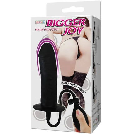 Schwarzer aufblasbarer penis 16 cm mit pumpe und schlauch verpackt in weißer box größerer joy von baile sex toys
