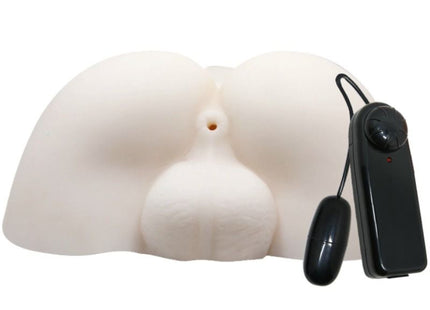 Weißer silikon butt plug mit schwarzer fernbedienung von baile größerer mann rücken mit vibration rückenansicht