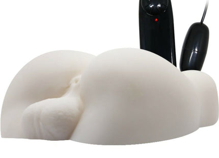 Weißes silikon-analplug baile größerer mann rücken mit vibration und zwei schwarzen steuergeräten auf der rückseite