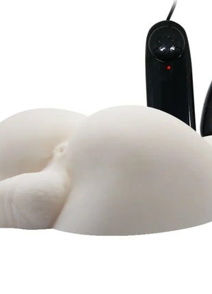 Weißes silikon-analplug baile größerer mann rücken mit vibration und zwei schwarzen steuergeräten auf der rückseite