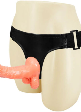 Baile gurt mit peachfarbenem, realistischem silikon dildo und verstellbarem schwarzen latexgürtel 15,5 cm