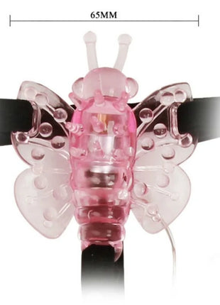 Baile gurt mit vibrierendem pink transparentem schmetterling aus kunststoff und schwarzem riemen mit klaren flügeln