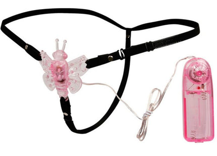 Pink schmetterlings-vibrator mit schwarzen bändern und passender fernbedienung von baile mit mehreren geschwindigkeiten