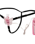 Pink schmetterlings-vibrator mit schwarzen bändern und passender fernbedienung von baile mit mehreren geschwindigkeiten