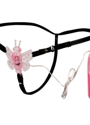 Pink schmetterlings-vibrator mit schwarzen bändern und passender fernbedienung von baile mit mehreren geschwindigkeiten