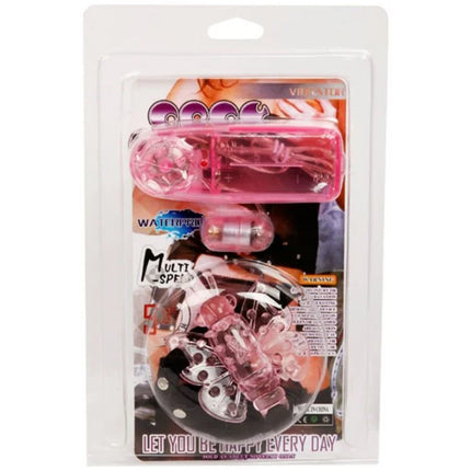 Baile gurt mit vibrierendem schmetterling transparenter pinker kunststoff vibrator in blisterverpackung