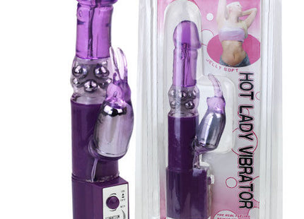 Baile hot lady ii kaninchenperlenrotator vibrator in lila kunststoff und klarem silikon mit silberakzenten verpackt